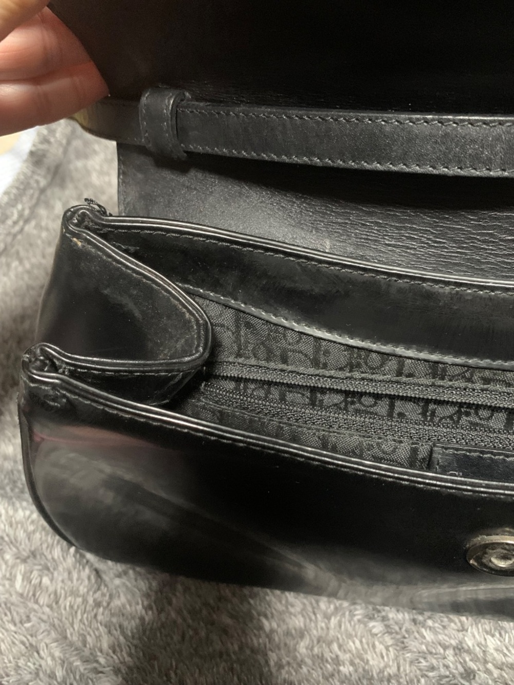 Vintage Christian Dior Black Smooth Leather Baudrier Saddle Bag - Rare Galliano - Picture 14 of 16